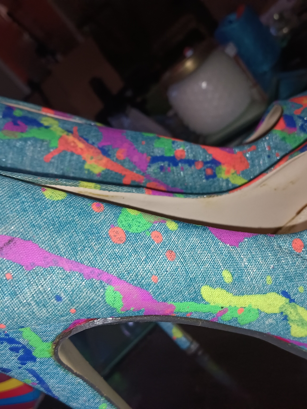 Liliana Multi-Color Paint-Splash Platform Pumps - Picture 3 of 6
